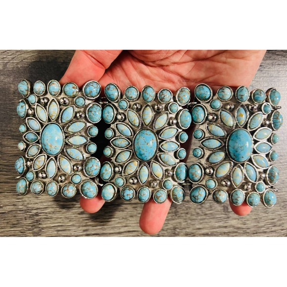 Turquoise blue and silver boho bracelet y2k - Picture 3 of 3